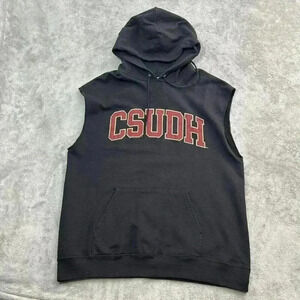 Champion Hoodie Mens Large Cal State Dominguez Hills CSUDH Sleeveless Black Gym